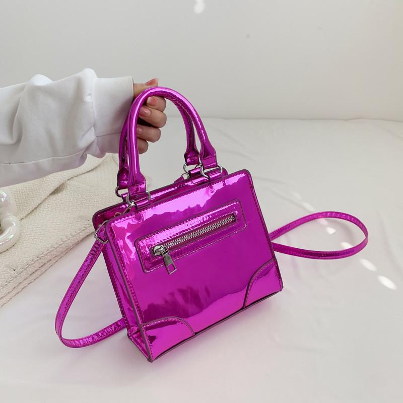 Fashionable Small Square Bag Versatile Pu Material Handbag With Zip Closure For Daily Use
