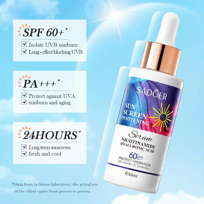 SPF 60 Whitening and Sunseree Serum Langvarig UV-beskytter Sunblock Moisturizing Anti-aging Repair Hudbeskyttende essens