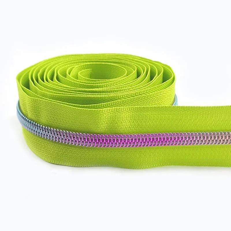 1/2/3/4/5M Meetee 5# Nylon Zipper Tapes Decor Rainbow Teeth Zips for Pocket Handbag DIY Coat Zip Repair Kit Sewing Accessories