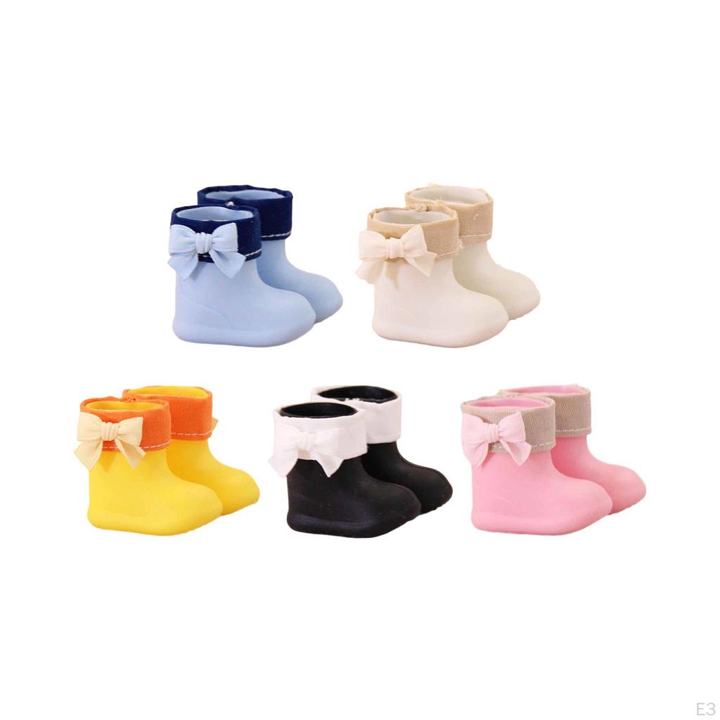 Doll Miniature Shoes Silicone Rain Boots Short Bow Accent Waterproof Non Slip Accessories