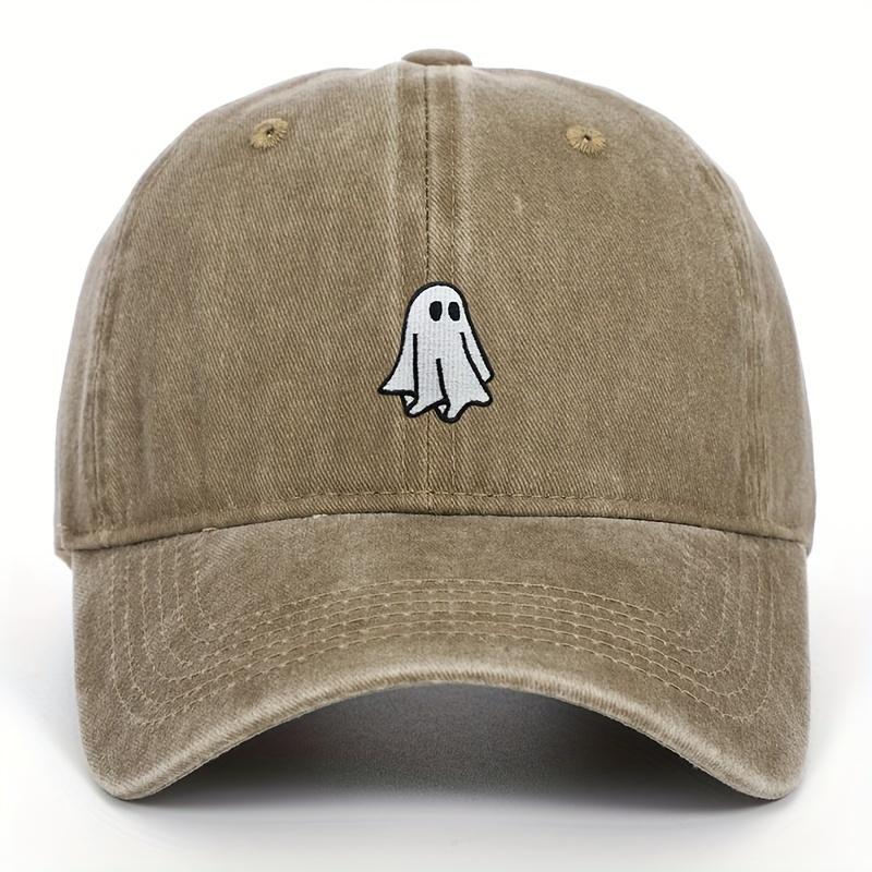 Halloween Embroidered Baseball Hat with Cute Ghost Pattern Simple Style Suitable for Men and Women
