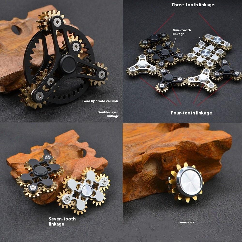 New Premium Mechanical Gear Linkage Metal Fidget Spinner Copper Edc Anti Stress Sensory Finger Gyro Toys For Adults Gifts