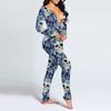 Women's Button-Down Halloween Print Functional Buttoned Flap Adults Jumpsuit