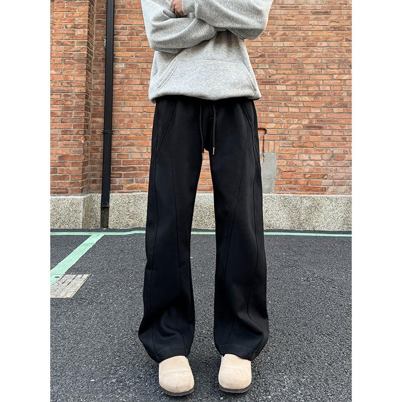 American CleanFit Heavy-Weight Curved Knife Sweatpants - Unisex Trendy Autumn/Winter Loose Straight-Leg Casual Sports Pants