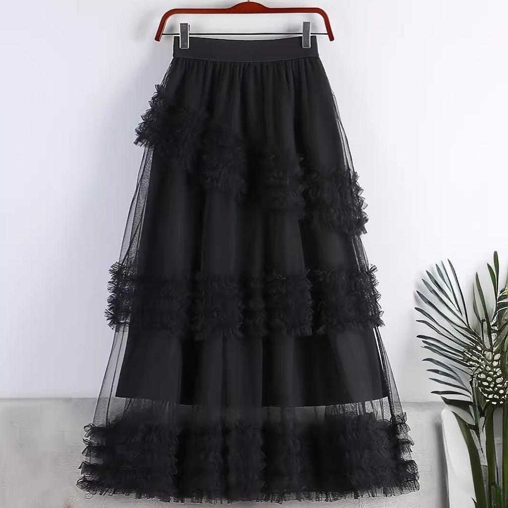 Dam Lång Tårtnätkjol med Stor A-linjekjol och Halvkroppskjol