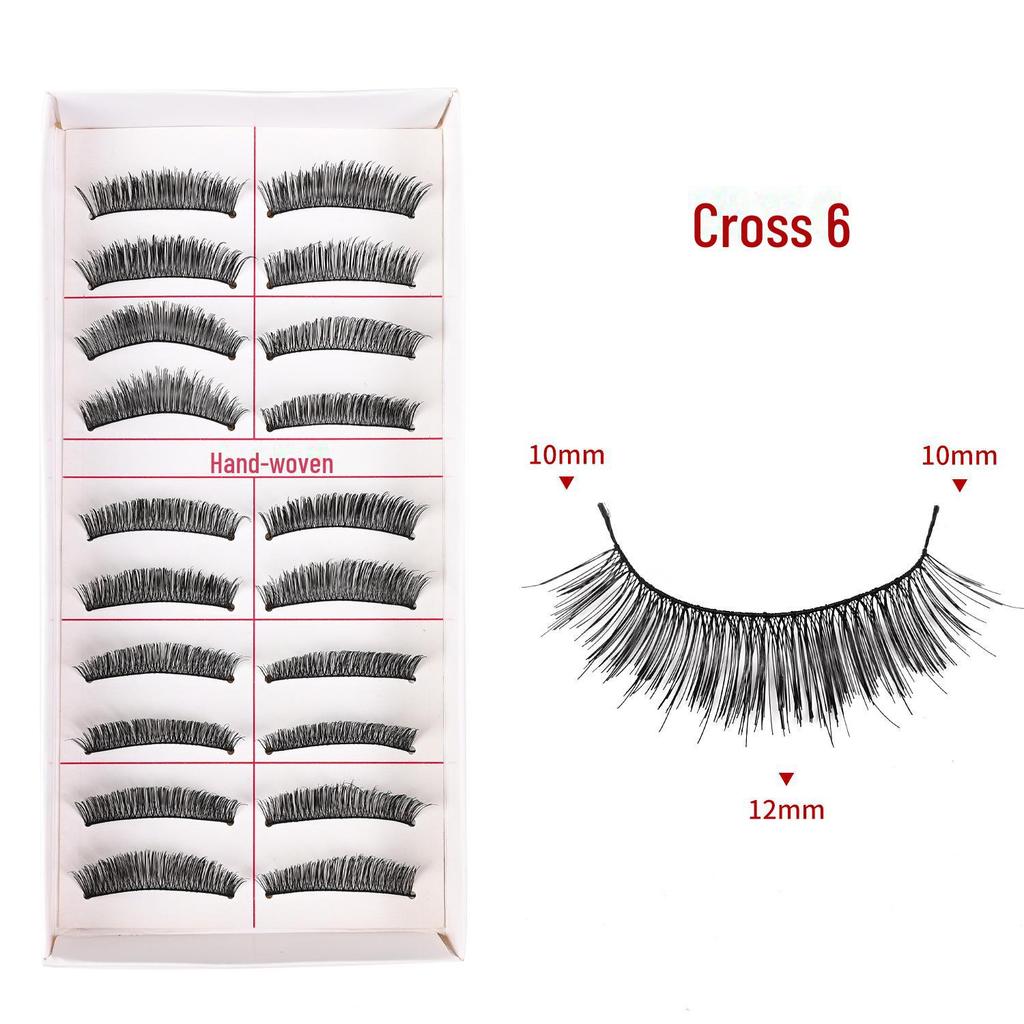 217 handgefertigte falsche Wimpern – 10 Paar im natürlichen Stil, gekreuzter Baumwollstiel für Bühnen-Make-up