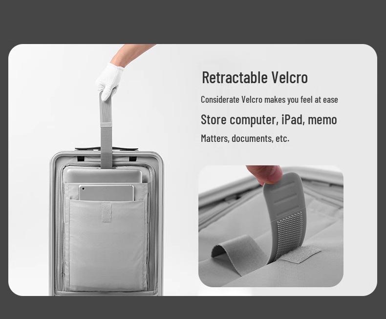20" Aluminum-Magnesium Alloy Carry-On Suitcase with Front & Side Opening, Metal Pull Rod, and 24" Combination Lock.