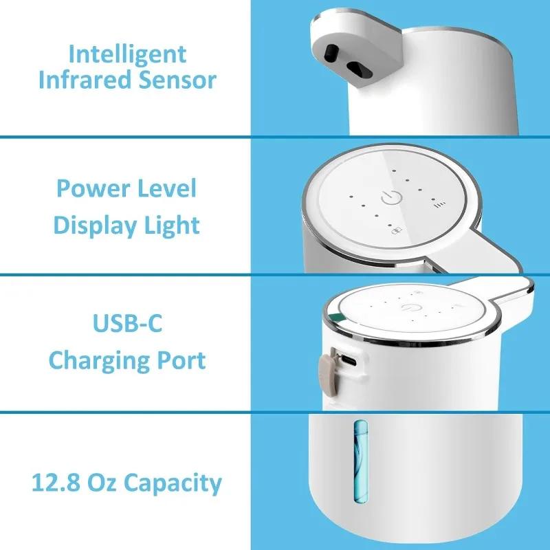Automatic Sensor Foam Soap Dispenser Hand Soap Foaming Dispenser 4 Level Adjustable Foam Soap Dispenser for Bathroom Kitchen
