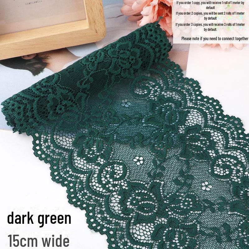15cm Szeroka Miękka Elastyczna Koronka do Dekoracji Ubrań i Spódnic DIY w Kolorze Białym lub Czarnym
