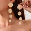 Fashion Gold Color Circular Pendant Earrings for Women Exaggerated Metal Long Tassel Round Geometric Earrings Jewelry Gifts