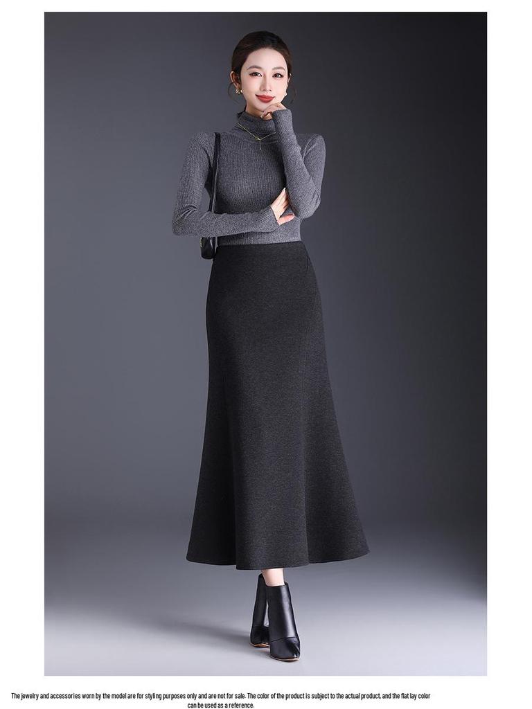 Autumn/Winter 2025 Cashmere High-Waist Mermaid Pencil Skirt