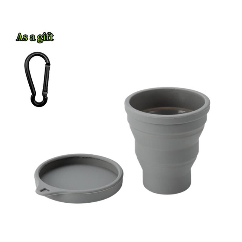 180 ml Klappbecher, Mini-Einziehbecher, Silikon, tragbare Teetasse, Outdoor-Reisekaffee, Teleskop-Trinkbecher mit Deckel