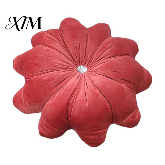 Decorative Pillows for Birthday Gifts Flower Throw Pillow, 18 Inch Floral Cushion, Velvet Round Cushion Chair Pillow with Rhinestone Accent Sofa Couch