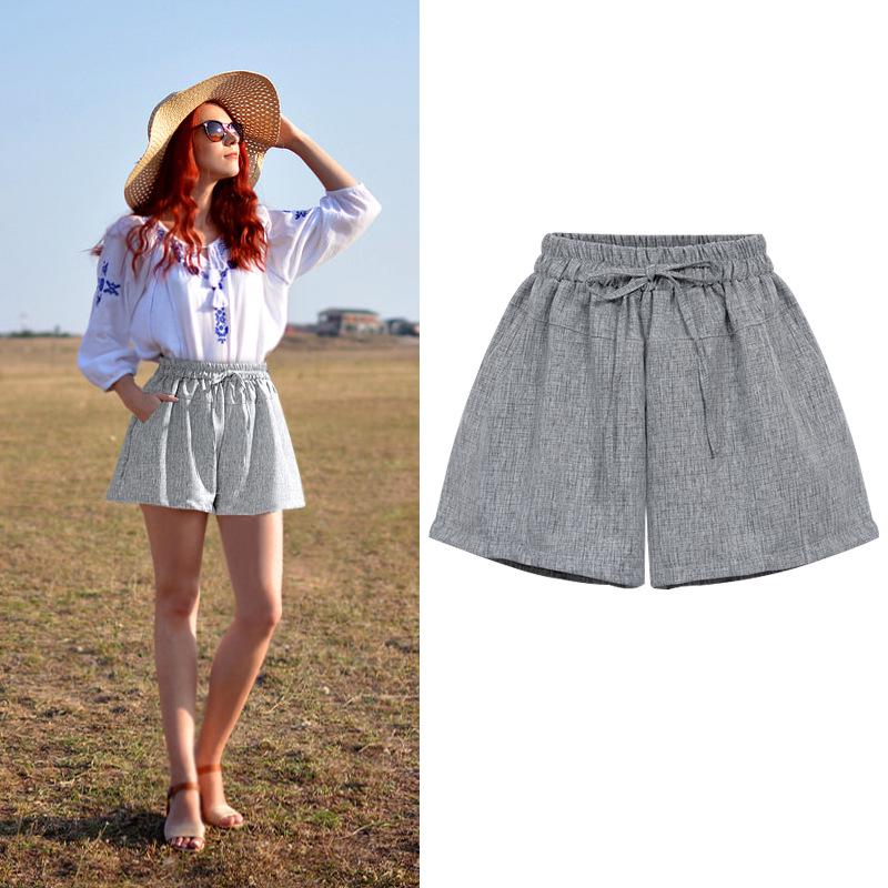 Høy midje A-linje vide ben dameshorts - Koreansk stil, Pluss størrelse, Sommer avslappet slim bukser