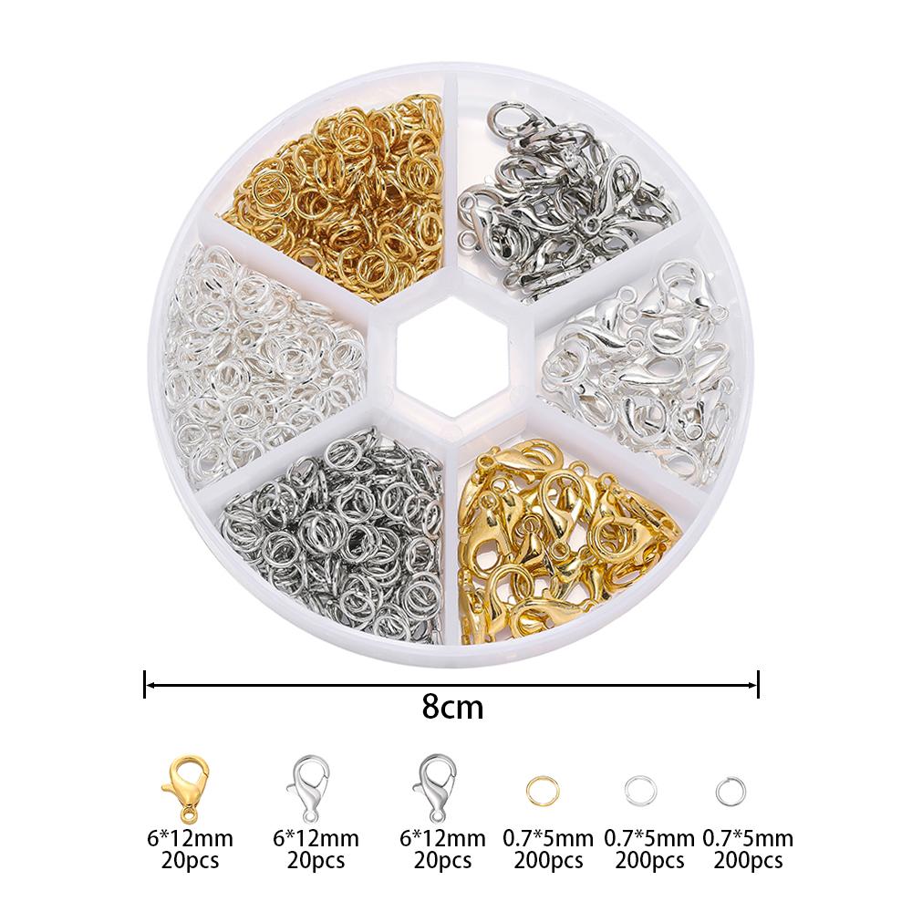 120-1200pcs/Box Lobster Clasp Jump Rings End Clasps Connectors Findings Kits for Bracelet Necklace Jewelry Making Accessories