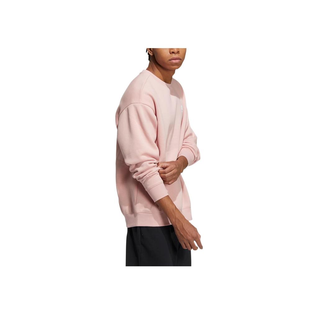 Adidas Neo Solid Color Logo Print Round Neck Long Sleeve Sweatshirt Unisex Sweatshirt Pink HY9657