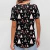 Women's Fashion Short Sleeve Christmas Print V-Neck Pocket Workwear Tops