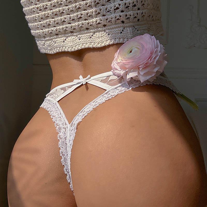 CINOON Women Sexy Lace Panties Transparent Low-waist Underpant Hollow Out Thong Female  Embroidery G-string Underwear Lingerie
