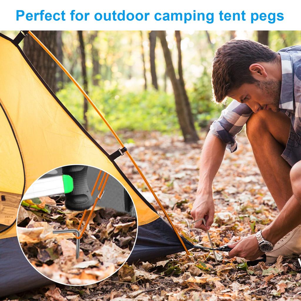 10-30PCS Heavy Duty Metal Tarp Stakes 15cm Galvanized Steel Tent Pegs Guyline Hook Ground Anchors for Outdoor Backpacking Bushcraft Fix