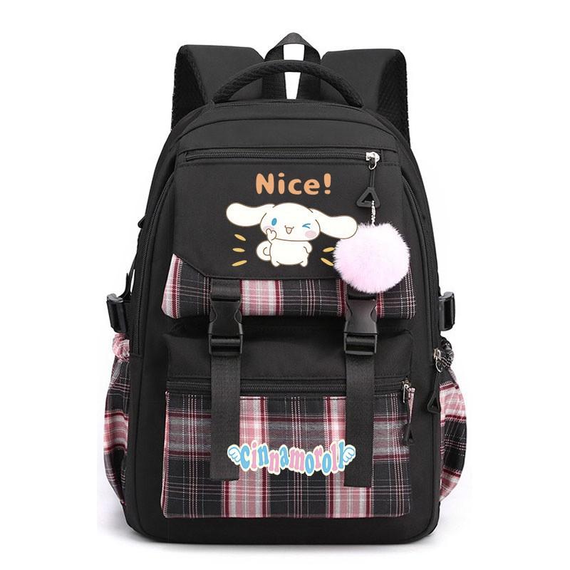 Cinnamoroll Kids School Backpack Boys Girls Large Capacity 20-35L Nylon Dual Strap Bag With Arc Shoulder Straps