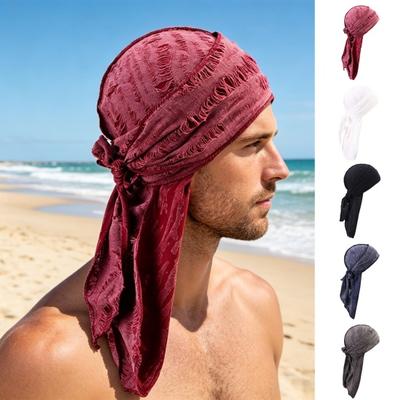 Ter Emici Korsan Şapkası, Ayarlanabilir Kurdeleli Vintage Yırtık Delikli Baş Örtüsü, Erkek Kadınlar İçin Sokak Tarzı Yıkanmış Kumaş Bandana Şapka