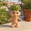 Decorative Flower Pot Cute Troll Planter, Resin Flowerpot, Novelty Plant Succulents Planter for Indoor Outdoor Decoration, Unique Gift Idea
