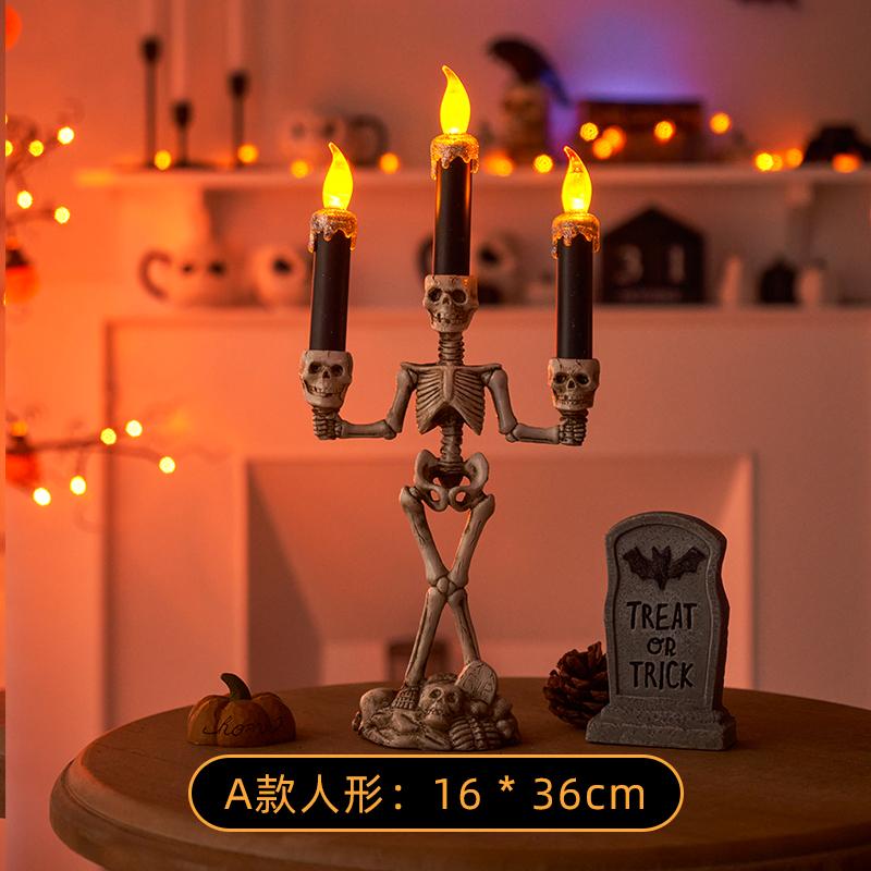 Schädel Kerzenhalter LED Halloween Kerzenhalter Flammlose Kerzen Halter Ständer Horror Requisiten Halloween Dekoration Haus Dekor