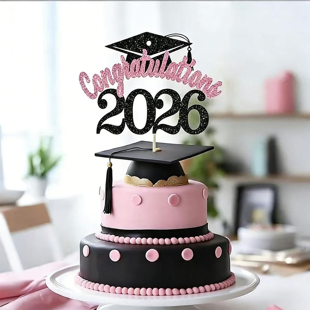 2026 Graduation Party Supplies 4PCS Cake Toppers With Paper Materials Design Paper Graduation Cake Inserts