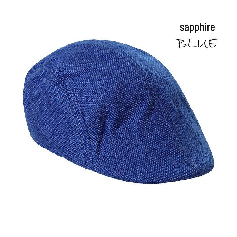 Breathable Spring & Autumn Linen Beret - Unisex Sun Hat, Solid Color, Hollow Design.