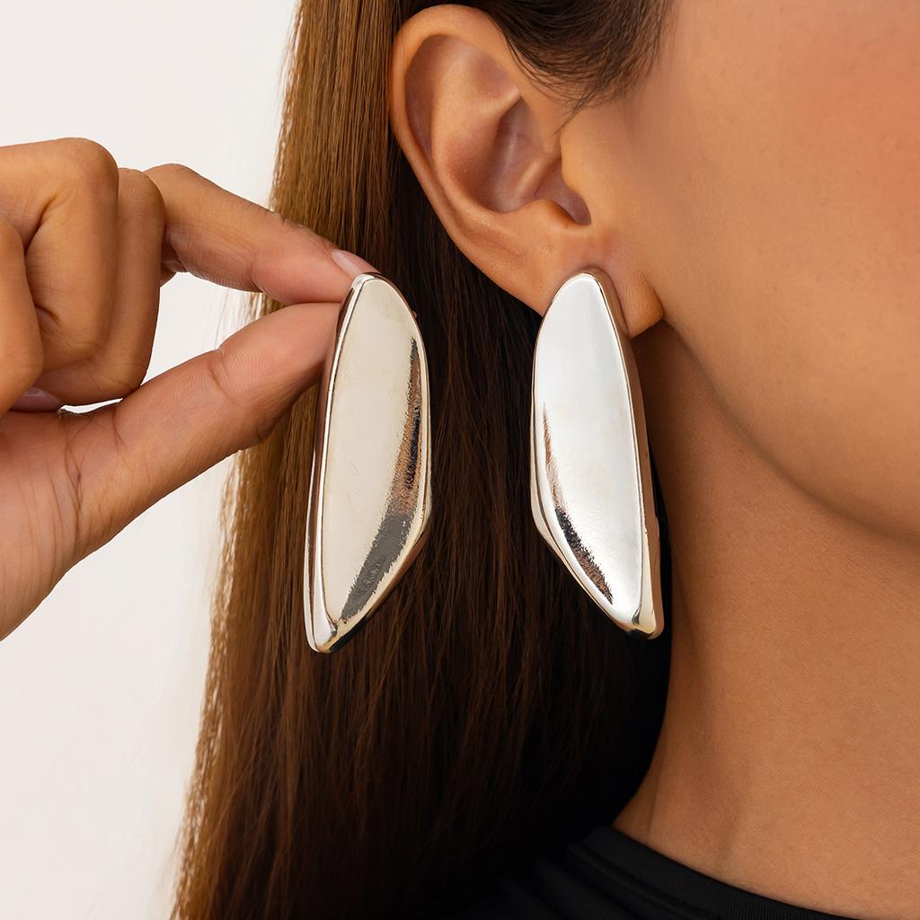 Ingemark Punk Irregular Geometric Smooth Surface Stud Earrings for Women Trendy Gold Color Metal Piercing Earrings Party Jewelry