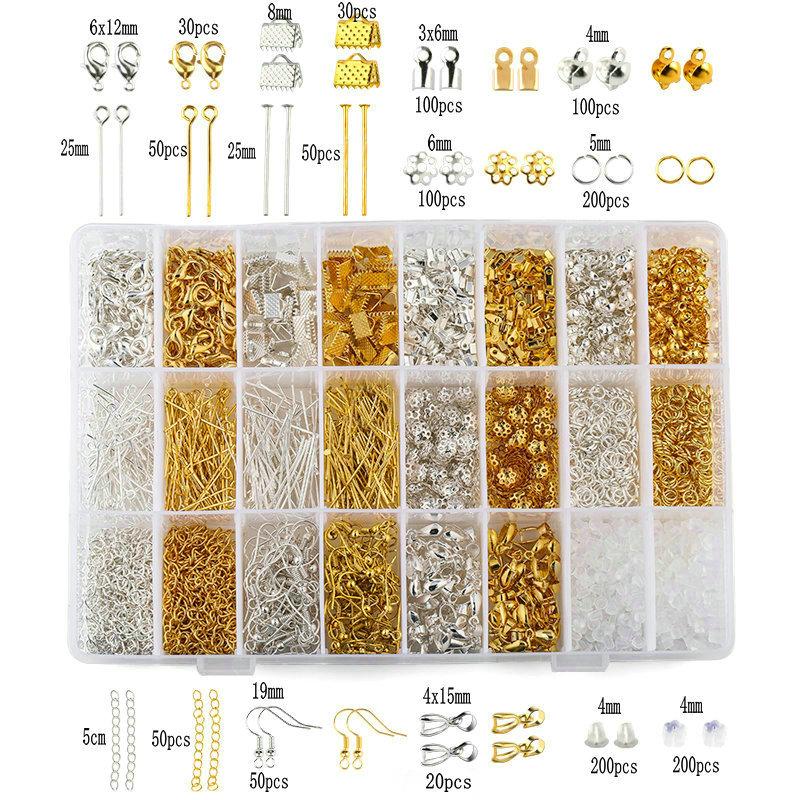 Jewelry Findings Tool Set Open Jump Ring/Lobster Clasp/Tail Chain/Clip Buckle/Drop Kit/Earring Hooks/ For DIY Jewelry Making