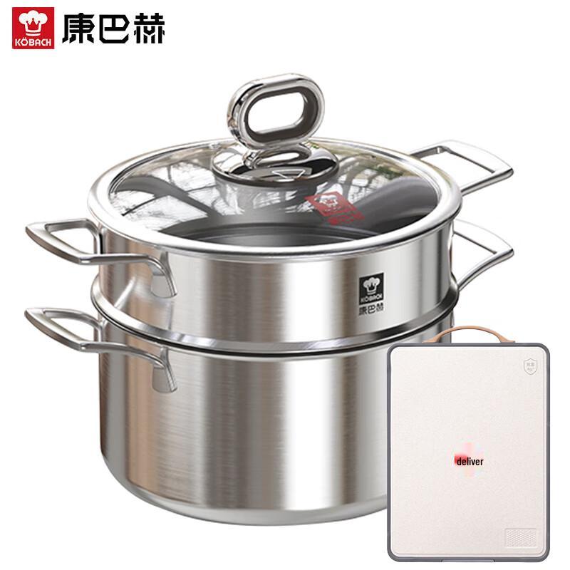 

KBH 4th Gen Titanium Non-Stick Steamer Soup Pot with Cutting Board