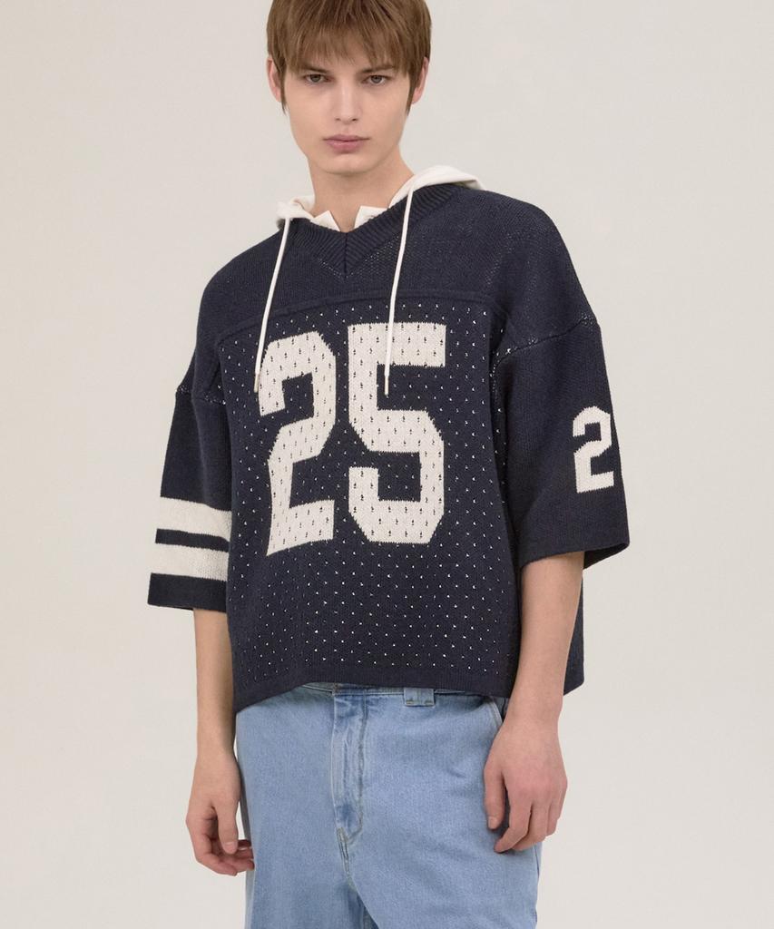 NOHANT 25 Jacquard Short Sleeve Knit Navy