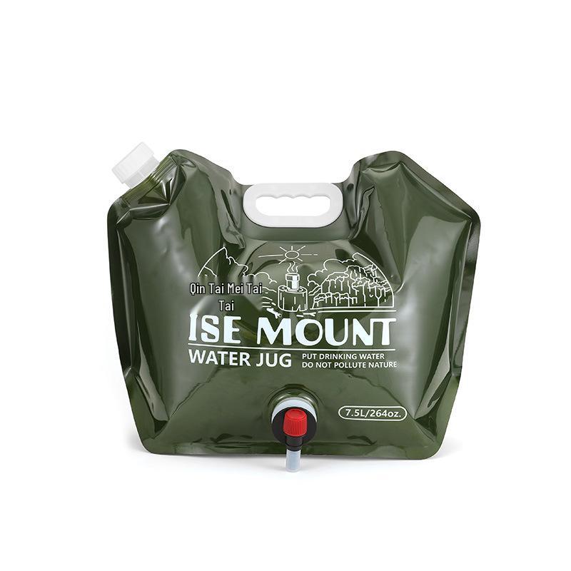 7.5L Folding Water Storage Bag with Valve - Large Capacity Portable Outdoor Water Bucket for Camping