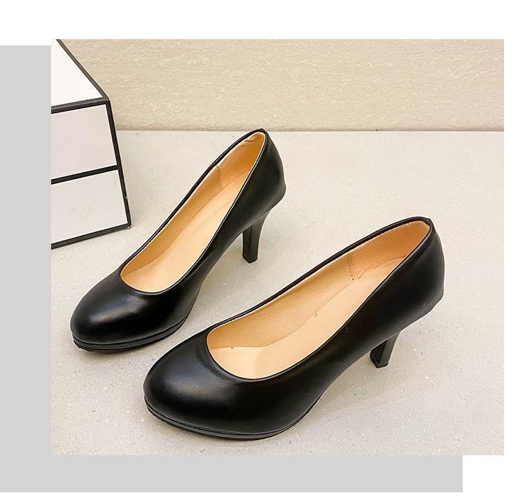 Etiquette high heels women's thin heels pointed table professional work shoes black 5cm student interview large size single shoes spot