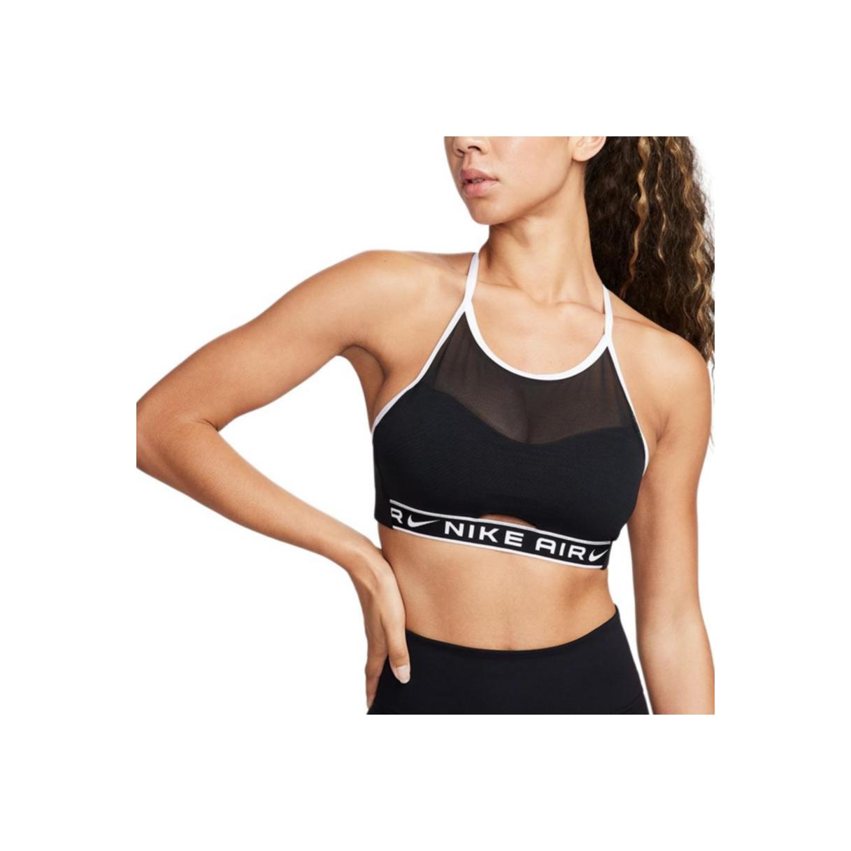 

Nike Air Indy Hn Mesh Bra Low Impact Support Letter Print Sports Bra Women Underwear Black FB4098-010 L