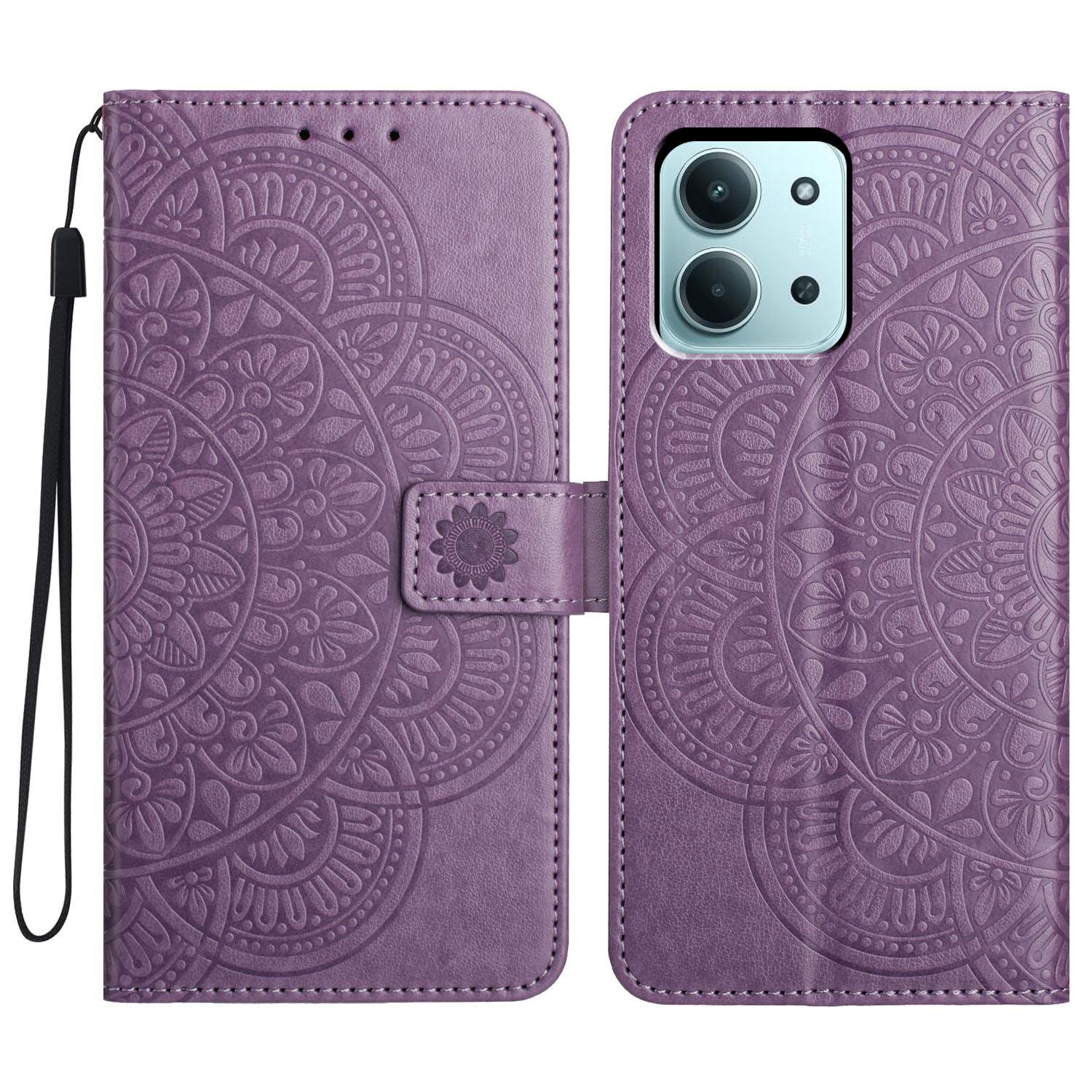 

For Xiaomi Redmi 15C 5G (EU) (173mm)/15C 4G (EU) (173mm) Leather Case with Card Slots Mandala Pattern Phone Cover Stand Purple