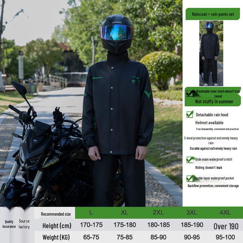 Men's Motorcycle Rain Suit - Heavy-Duty, Split-Type Full Body Outerwear for Riders