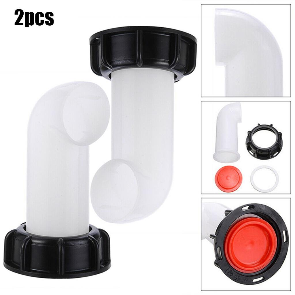 2pc IBC Tank Spout Outlet Tap Fittings for Water Oil Fuel Containers with Plastic Material and Diesel Pouring Nozzle
