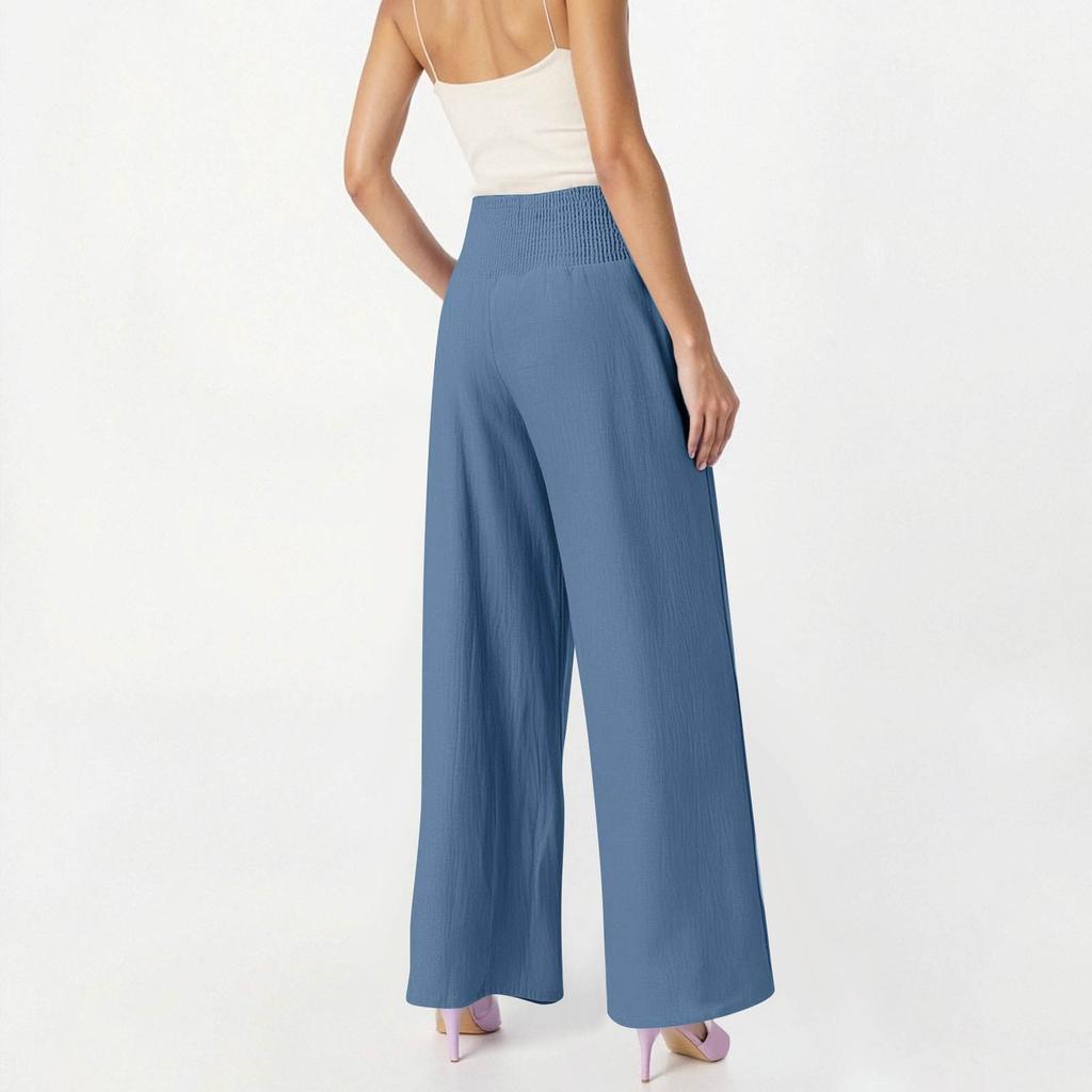 Women's Casual Time Straight Leg Pants Solid Color High Waist Pants With Pockets