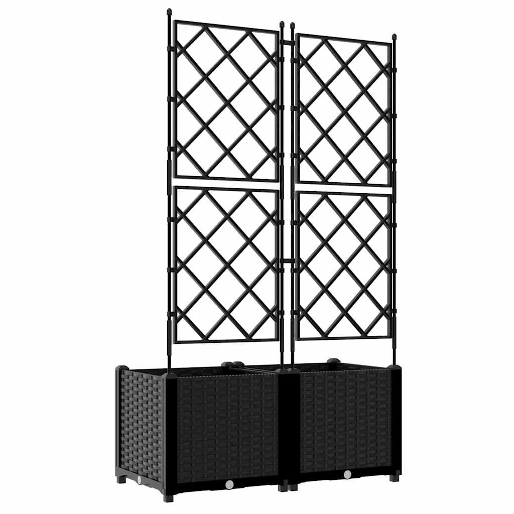 Garden Planter 2 pcs Black 80 x 40 x 143 cm Plastic