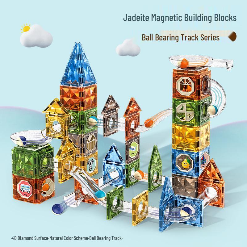 Digefei Magnetic Building Blocks: Educational Diamond Drill, Roller Ball Track, Colorful Lights, Strong Magnet, Pipe & Surface Sheets.