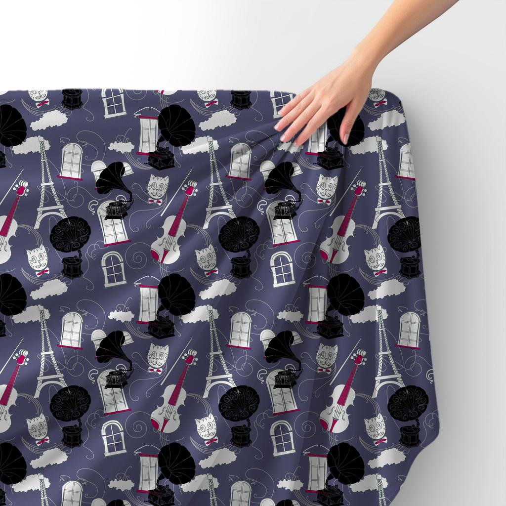 Royal Samt Stoff Polyester Zum Nähen - Motiv Paris