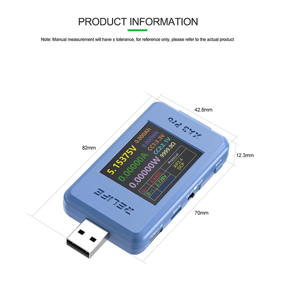 1.77 Inch TFT LCD USB Tester 6.5A DC 24V Fast Charging Protocol Detector PD QC SCP Type-C Voltage Current Power Meter Monitor