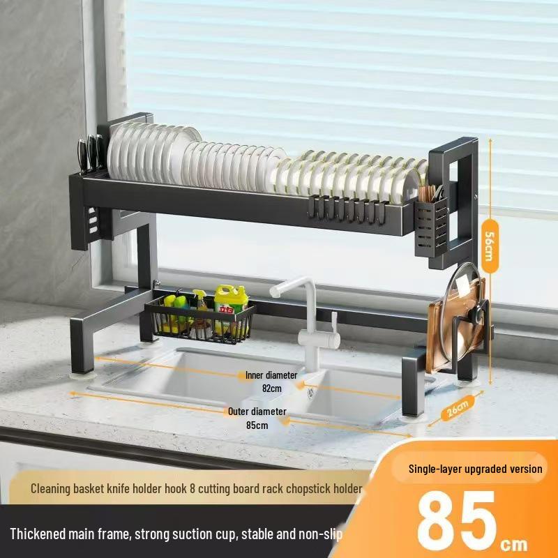 Multi-Functional Kitchen Sink Organizer and Dustproof Dish Rack