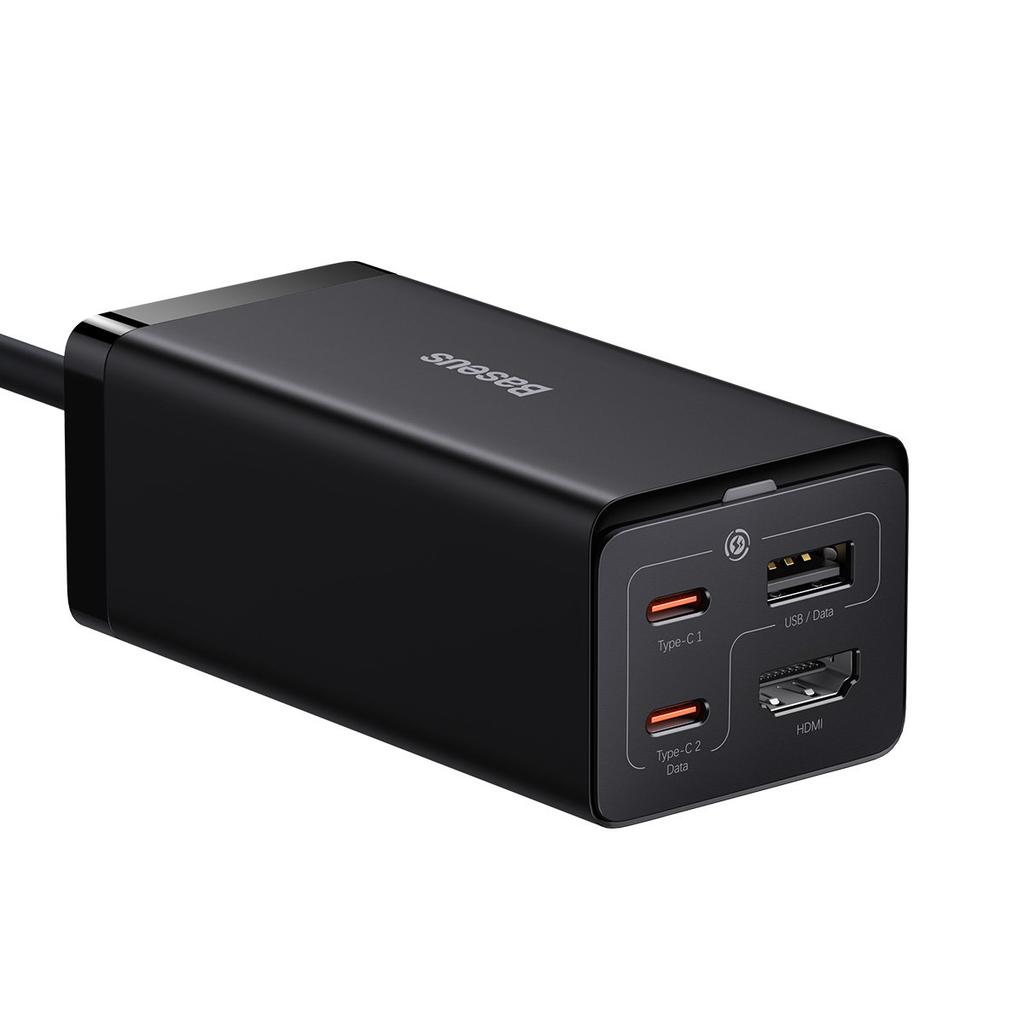 2in1 GaN5 Pro Wall Charger + HUB HDMI Converter 4K 2x USB-C USB-A Black