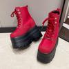 Fashion 13CM,17CM Women's Boots Autumn Women Ankle Boots Platform Wedges High Heels Booties New Fashion Design Red Cosplay Shoes Women