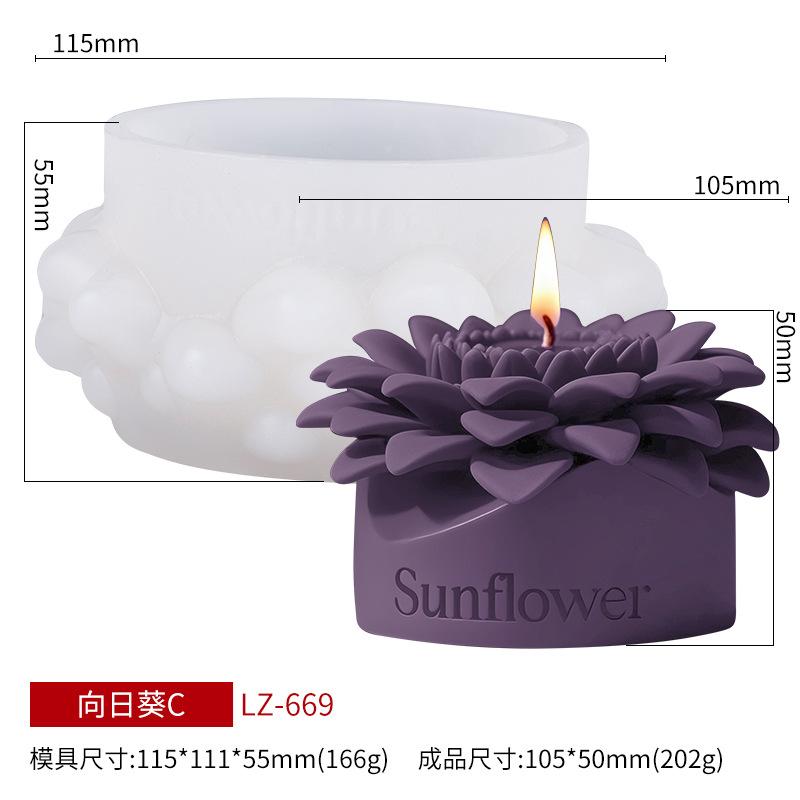 Zonnebloem Aroma Kaars Siliconen Mallen DIY Zonnebloem Creatieve Diffuser Kaars Ornament Siliconen Vorm Voor Handgemaakt Cadeau