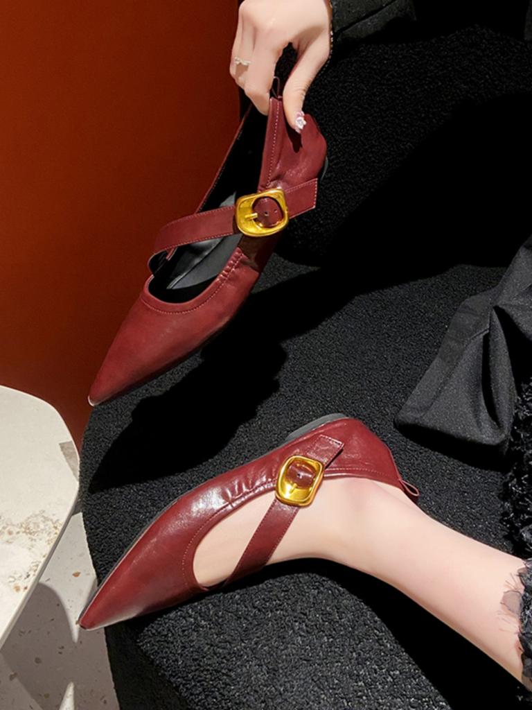 Fashion Flat Shoes for Women Spring Autumn 2025 New Red Pointed Toe French Flat Bottomed Plus Size Women's Shoes 42 43 Ladies Shoes