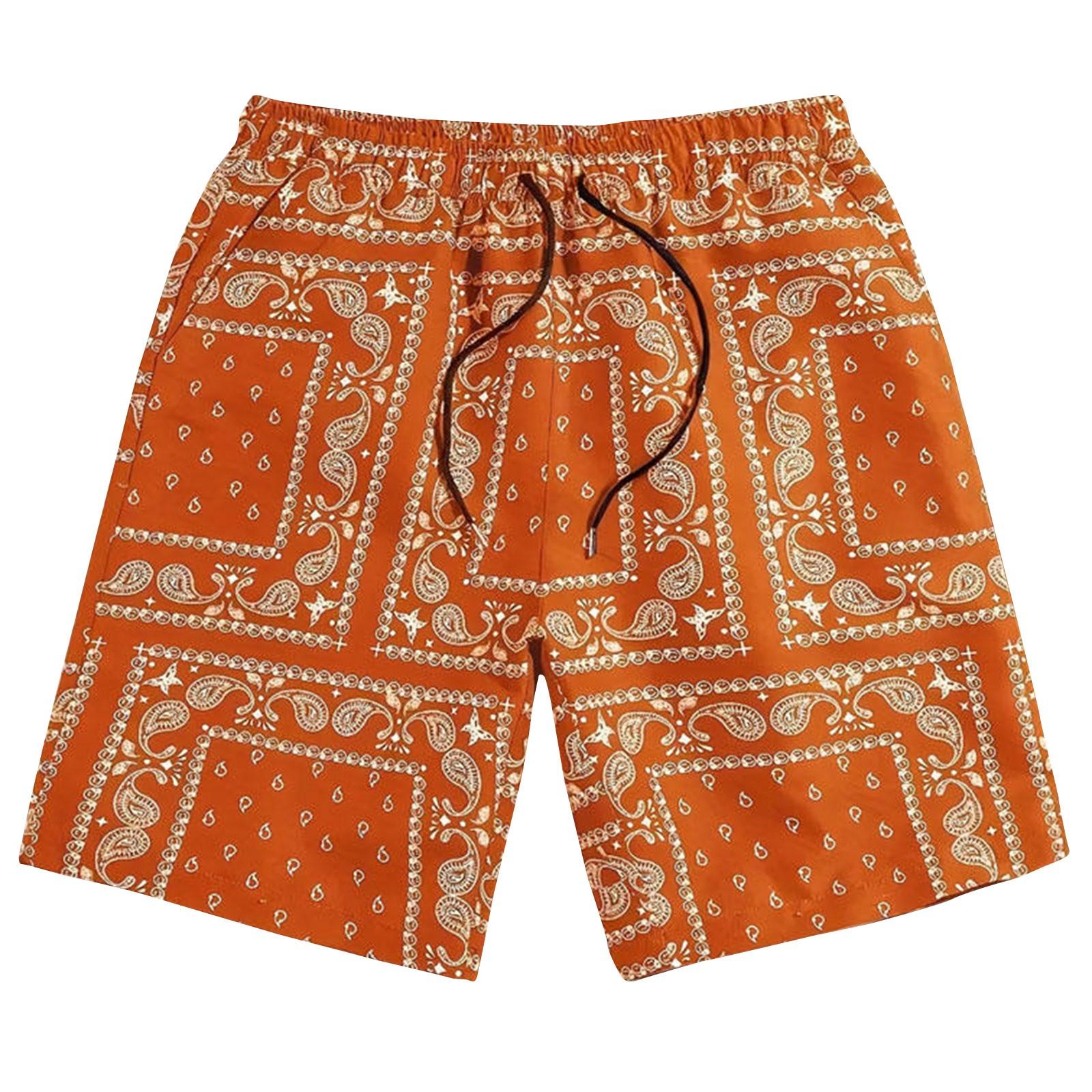 

Чоловічі повсякденні модні шорти. Чоловічі вільні дихаючі шорти з принтом XL помаранчевий